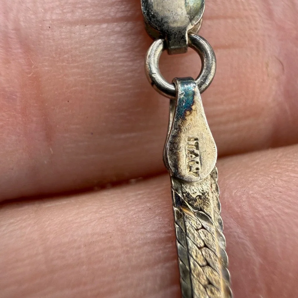 Sterling Silver‎ Necklace Turquoise Feathers Signed FA 19